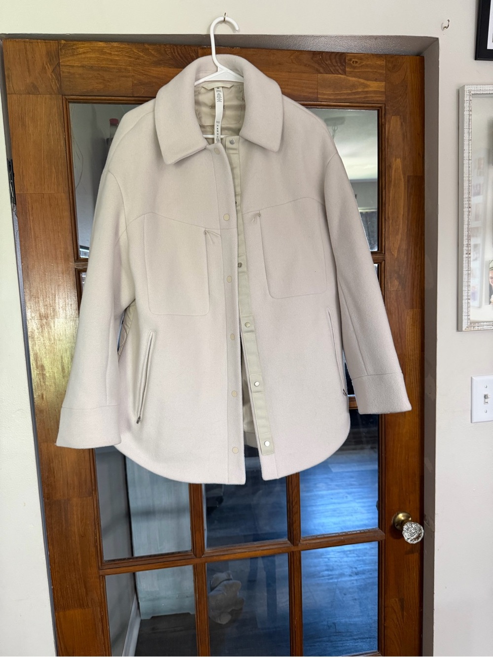 lululemon athletica Cream Wool-Blend Pea Coat